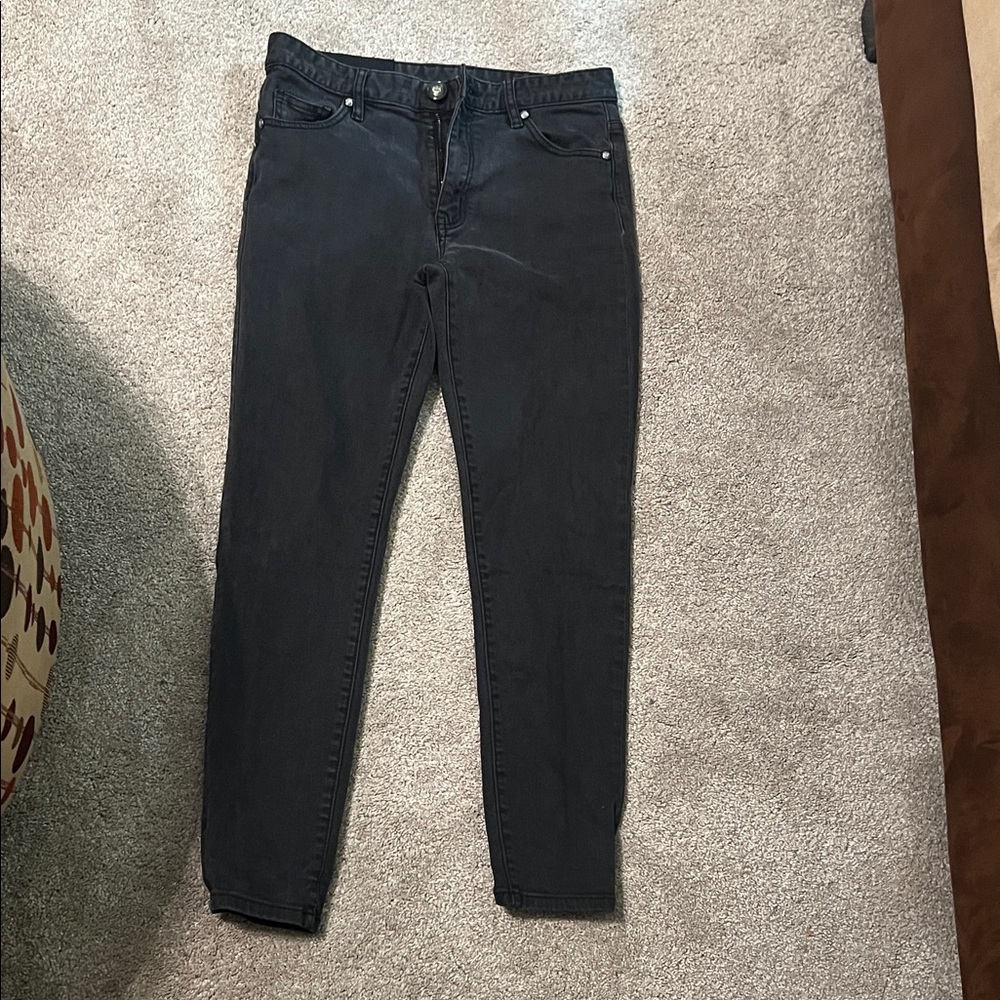 Balmain Paris Black Skinny Jeans Size 26 Logo Embroidered Pocket